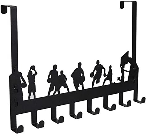 KAREN66 Türhaken für die Rückseite - Metall Türgarderobe mit 6 Haken Ohne Bohren Kleiderhaken Türgarderobe Tür für Schlafzimmer Türhakenleiste, Schwarz (A, One Size)