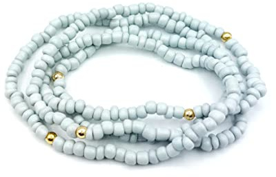 ARMBAND in grau mit vergoldeten kleinen Kugeln handgefertigt Wickelarmband pastell Ibiza Style