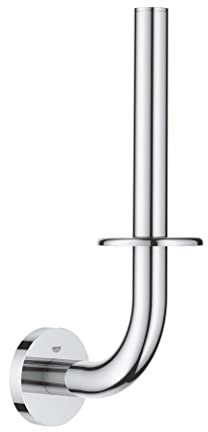 GROHE Start, Toilettenpapier Reserverollenhalter, ohne Bohren (zur Aufbewahrung von Reserverollen, zum Kleben oder Bohren, mit Schrauben & Dübel, Kleber separat kaufen), rund, chrom, 41186000