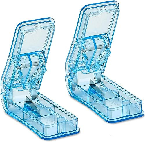 CUSMA Pillenteiler, Pillenschneider Mit V-Griff, Pillenzerkleinerer Für Große Und Kleine Pillen Und Medikamente, Pillenhalter Zum Teilen (2Er-Pack)