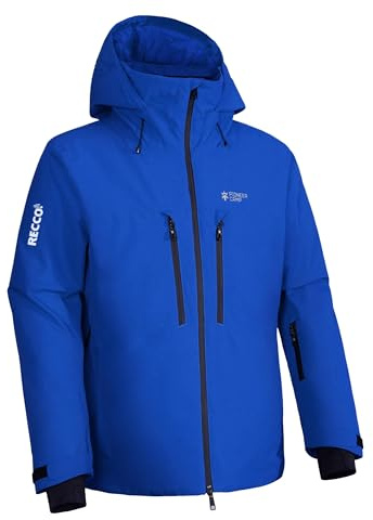 Pioneer Camp Men's Ski Jacket Waterproof Insulated Snowboard Gear Cold Weather Winter Warm Mountain Snow Coat(Bright Blue,L)