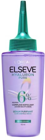 L'Oréal Paris - Sérum Purifiant Cuir Chevelu Gras - Élimine le Sébum & Purifie les Racines - Complexe Exfoliant à l'Acide Salicylique - Elseve Hyaluron Pure - 102 ml