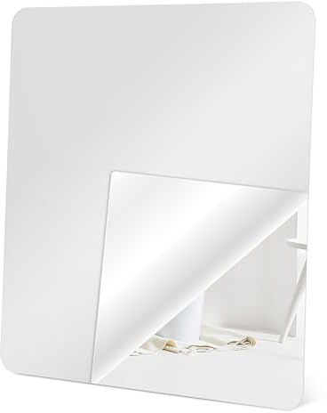 Gogogmee Specchio Adesivo da Parete in Acrilico Argento, Superficie Quadrata Infrangibile ad Alta Chiarezza, per Aree Fitness e Studi di Danza, Dimensioni 40x40 Cm