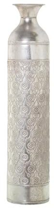 Alexandra House Living Jarrón de Suelo Plateado Metal 15 x 15 x 68 cm