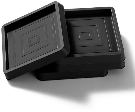 VooGenzek 4 Pièces 6.4cm Patin Carrés Antidérapant en Caoutchouc, Bed Sofa Wheel Anti-Slip Pad, Pied en Caoutchouc Pad, pour Lit Armoire Canapé Chaise Table, Noir