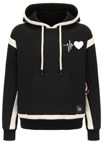 Heated Hoodies for Men Women UK Sale Heated Sweatershirt Electric USB Heater Clothes Winter Heated Body Warmer 9 Heating Zones Fleece Lined Jumper Tops Heated Jacket for Motorbike(No Battery)