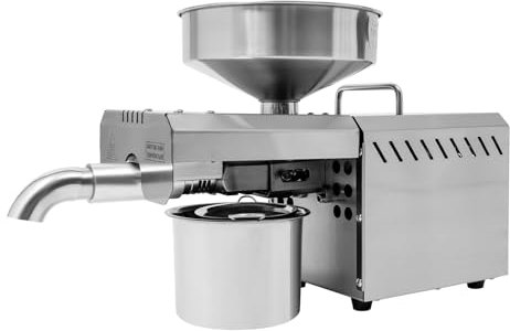 Automatische Ölpresse, 610W Elektrische Ölpresse Maschine, Edelstahl-Ölpresse, Kalt & Heiß Presse Automatische Edelstahl Ölmühle zum Pressen von Erdnüssen, Raps, Teesamen, Sesamsamen