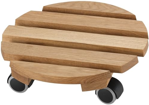 Dörner + Helmer Pflanzenroller Loft, Rund, 30cm Durchmesser, 75kg Tragkraft, 40mm Parkettrollen, für Indoor, Braun
