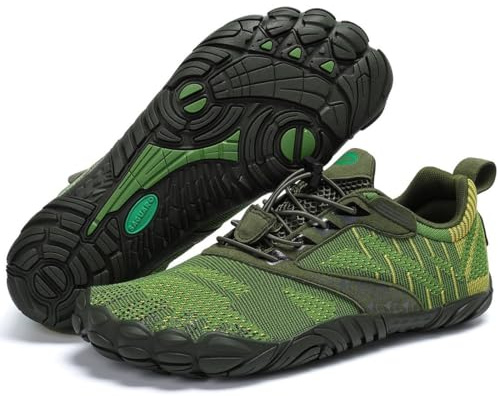 SAGUARO Chaussures Minimalistes Barefoot Homme Femme Chaussures Aquatique Respirant Antidérapant pour Trail Fitness Marche - Orteils Larges et Zéro Drop Semelles, Vert Cornichon, 43 EU
