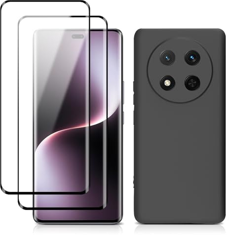 MaEiol 2 Pcs Protector HD para Honor Magic 7 Lite 5G de Pantalla Vidrio Templado + Funda, Suave Silicona Caso Carcasa Protectora Anti-Choque Anti-arañazos para Honor Magic 7 Lite 5G, Negro