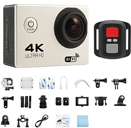 HPHPH Action Camera, Action Camera Ultra HD 4K/30fps 2.0-inch 170D Underwater Waterproof Helmet Video Recording Cameras Sport Cam,Outdoor, Sports, Video(Bianco)