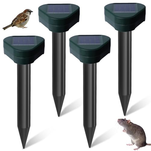 4 distributori di talpe, a ultrasuoni, per topi, impermeabile, per talpe e arvicole, a energia solare