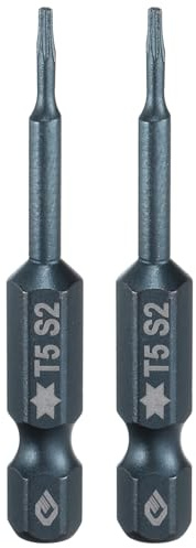 QUARKZMAN 2pz Punte Cacciavite Torx T5 1/4 Esagonale 2 Lunghezza Acciaio S2 Magnetica 6 Punti Punte Cacciavite Industriale di Sicurezza a Stella Senza Foro Testa Torx