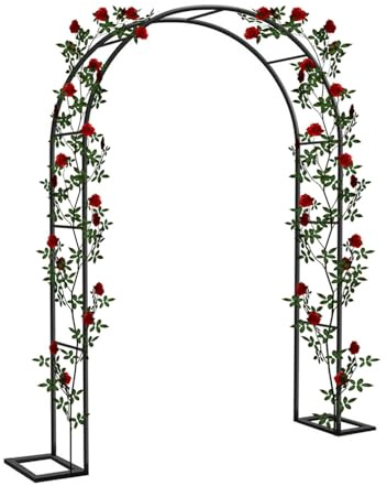 Rosenbogen für Kletterpflanzen und Rosen Metall Gartenbogen Rankhilfe röhrenförmig Torbogen Rankgitter Gartendekoration Pergola Terrasse Spalier(1.2x2.2m)