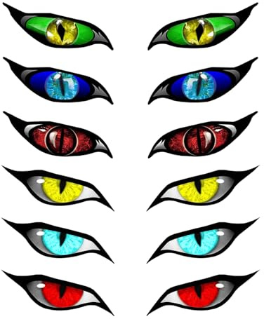 6 Paires D'Autocollants pour Les Yeux De Chat Simulés, Autocollants De Blocage À Rayures, Décorations De Voitures, Autocollants Réfléchissants Créatifs.
