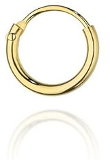 MARKO Echtgold Creole Ohrring Einzelstück 14 Karat (585) Gelbgold – 10mm, Wasserfest, Hochwertiger Gold Schmuck, Flacher Rücken