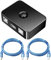 Conmutador USB 2.0 para uso compartido de impresora, conmutador USB 2 ordenadores a 1 impresora con indicadores LED y botón de selección, con 2 cables de impresión US B 2.0 de 1,5 m para Windows