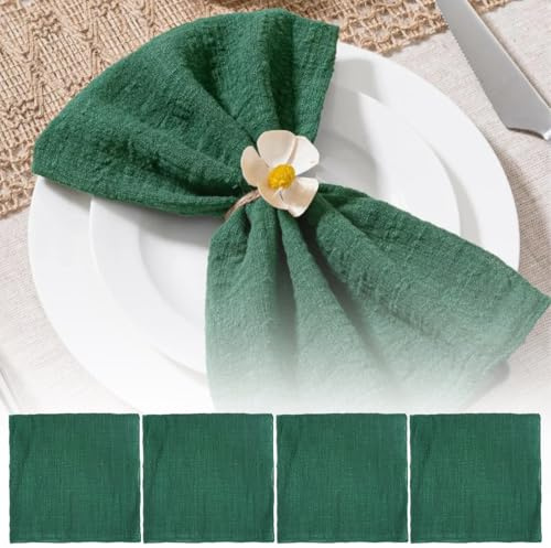 TESSTSY 6 Piezas Servilletas de Tela Algodón 42x42cm, Servilletas de Tela Lavables, Servietas de Tela Reutilizables, para Decoración de Mesa, Cena, Boda, Cumpleaños, Fiestas (Verde)