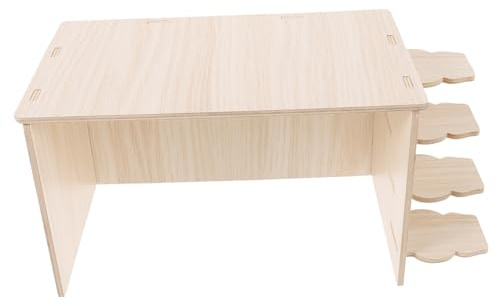 HEMOTON Casa de Madera Maciza para Hámster Escondite de Madera Casa para Conejillos de Indias con Escalera para Uso Jaulas de Hámster Suministros para Roedores