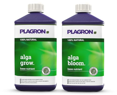 Plagron Alga Grow & Alga Bloom je 1L – Bio-Düngerset für Wachstum & Blüte – natürlicher Flüssigdünger für Erde & organischen Anbau – NPK-Dünger für Gemüse, Kräuter & Blumen