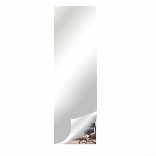 Allthingstore Hojas adhesivas de pared de espejo, espejo de unión de 50 x 200 cm, calcomanías reflectantes extraíbles para dormitorio, baño, sala de estar, para puertas de armario