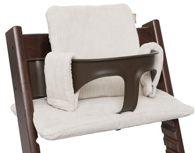 Jollein Sitzverkleinerer für Hochstuhl – Cloudy Rib – Oatmeal – Waschbar – Hochstuhl Sitzverkleinerer – Sitzkissen Hochstuhl – 27x45x2 cm