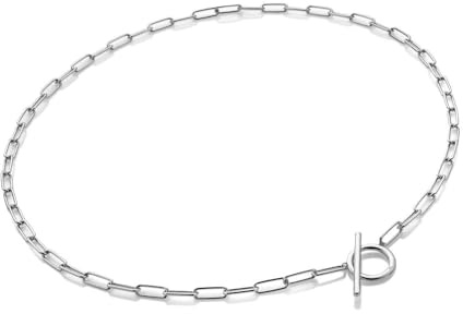 Hot Diamonds Linked T-bar Silver Necklace | 925 Sterling Silver Paperclip Necklace In Contemporary Design | Luxury Gift Wrap Included