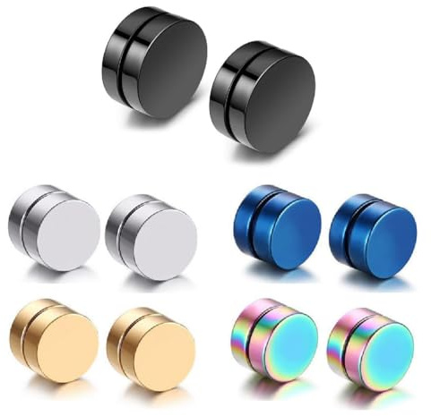 5 paia Orecchini Magnetici per Uomo Donna Orecchini Magnetici Maschi Finti 6mm Calamita