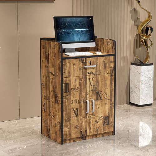 TRAGLO Empfangstresen, 60/80 cm, Holz-Kassentisch mit abschließbarer Schublade, moderner Empfangstresen für Lobbys, Salons und Einzelhandel(Style 14,80x40x90cm)