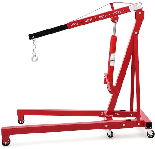 Grúa Hidráulica de Taller 2 Toneladas,Elevador de Motores y Maquinaria Pesada, Rango de Elevación 0–2350 mm, 6 Ruedas,Ideal para Garajes y Talleres