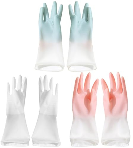 WESIEVYA Haushaltshandschuhe Spülhandschuhe für Reinigung und Tierpflege in Restaurant und Haushalt Gummi Handschutzhandschuhe Zufällige Farbe