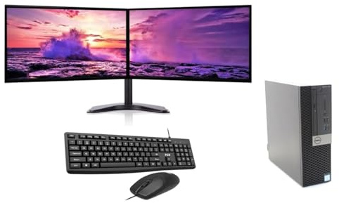 FCS Complete set Dual 22 inch IPS HDMI Monitors & OptiPlex 3040 Core i5 8GB RAM 256GB SSD WiFi Windows 11 Pro 64-Bit Desktop PC Computer Keyboard and Mouse (Renewed)