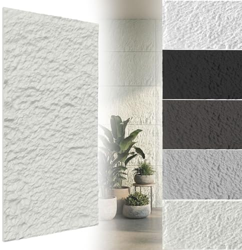 UISEBRT 3D-väggpaneler i stenutseende, 120 x 60 cm PU väggbeklädnad, vattentäta stuckaturlister, vägg, 3 cm tjocka för badrum, kök vardagsrum, 3 stycken marmorvit