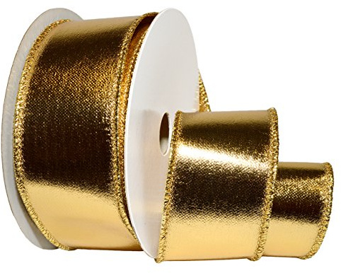 Morex Ribbon Ribbon Wired Lamé, 1-1/2 x 10 yd, Gold (4100.38/10-634)