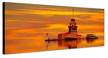 Sinus Art Wandbild 150x50cm Istanbul Leuchtturm Sonnenuntergang