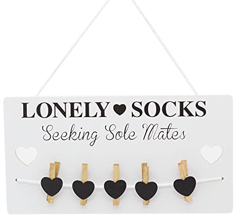 Carousel Home and Gifts Humorous Lonely Socks Wooden Sign Plaque With Pegs ~ Lost Sock Organizer