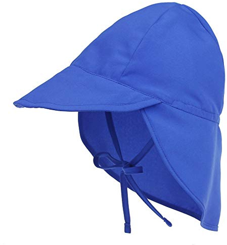 LACOFIA Baby solhatt med band och nackskydd, barn, strandmössor, småbarn, sommar, visir, keps, B Blue, 2-5 År