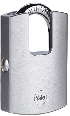 Yale Lucchetto in ottone di alta sicurezza con finitura cromata Y122B/50/123/1 corpo 50mm, arco protetto in acciaio indurito al Boro, 3 chiavi