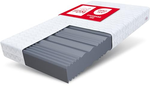 Colchón de espuma FDM Comfort Plus 80 x 200 cm, altura 16 cm, 7 zonas H3 Öko-Tex colchón de espuma fría, apto para alérgicos, funda de almohada, lavable, extraíble, blanco