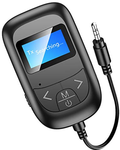 Tenglang Adaptador Bluetooth Receptor Transmisor Bluetooth 5.0 con Pantalla Audio inalámbrico Bluetooth 3.5mm AUX Music Sender Adaptador para PC TV Coche