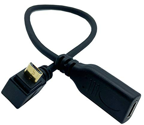 Seadream 3A Down Angled Micro USB 2.0 Male to Type C Female Extender Cable;USB Type-C Female to 90 Degree Angled Micro USB Male Data Sync and Charging Cable for Tablet & Mobile Phone (Black)