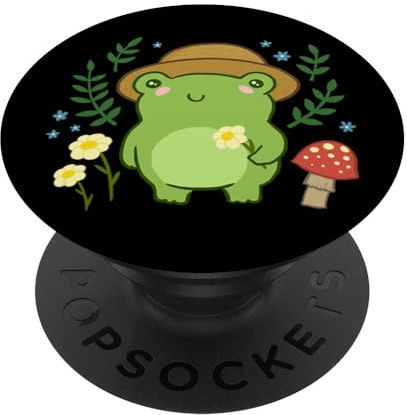PopSockets Netter Frosch mit Hutpilz Kawaii Aesthetic Cottagecore PopSockets mit austauschbarem PopGrip