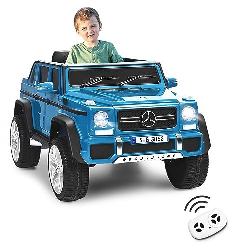 DREAMADE Elektroauto für Kinder, 12V Mercedes Benz Kinder Auto mit 2,4G Fernbedienung & Musik & Hupe & Licht, Softstart, Kinder Elektroauto Elektrofahrzeuge für Kinder ab 3 Jahre (Blau)
