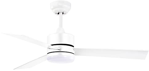 BEL AIR HOME - Ventilatore da Soffitto 3 Pale Silenzioso con Luce LED 20W - Motore DC 6 Velocità e Telecomando - 3 Temperature (3000K, 4000K, 6500K) - Bianco, Metallo