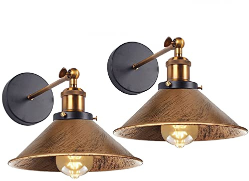 PETITES ECREVISSES 2 Piezas Aplique de Pared industrial Lámparas de Pared E27 Iluminación Interior Luz de Pareds ø22cm Metal Ajustable Lámparas para Salón Pasillo