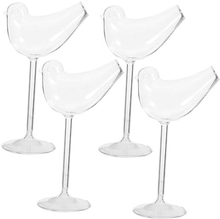 DOITOOL Weingläser Cocktailgläser Saftgläser Vogel Design 4 Stück Rotweinglas Kelchgläser Stielglas Schaumweingläser Champagner Gläser Likörgläser Sektgläser Party Dekoration Weinliebhaber Geschenk