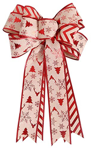 Yeeda Weihnachtsbaumschleife, handgefertigte rote Schleifen mit feinem Drahtrand und doppelten Schichten, hängende Weihnachtsschleifen für Heimdekoration, Weihnachtsfeierzubehör