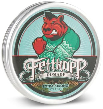 FETTKOPP POMADE - Extra Strong NORDIC - holzig,harzig,Fichte – sehr starker Halt (heavy hold) - 51g Haarwachs & Haargel Alternative Barbershop Hairstyling Herrenpomade ölbasiert Made in Germany