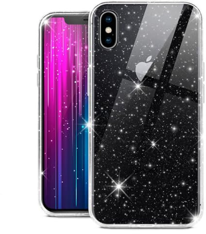 moex Sparky - Coque de protection pour Apple iPhone X/iPhone XS - Avec effet scintillant - En silicone transparent - Ultra fine - Pour fille - Transparent