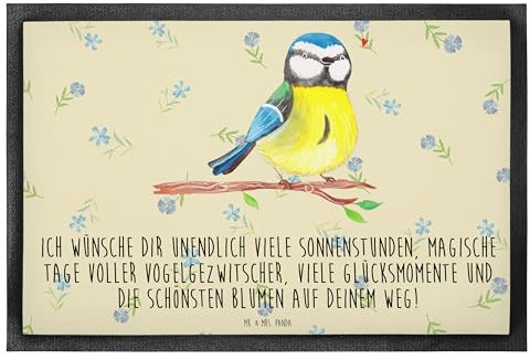 Mr. & Mrs. Panda 40 x 60 cm Fußmatte Vogel Blaumeise - Ostergeschenke, Osterdeko, Geschenk, Ostergeschenke Kinder, Osterdeko, Schmutzfänger, Liebe